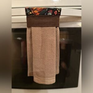 Floral and Rooster Accent Tan Kitchen Towel Set